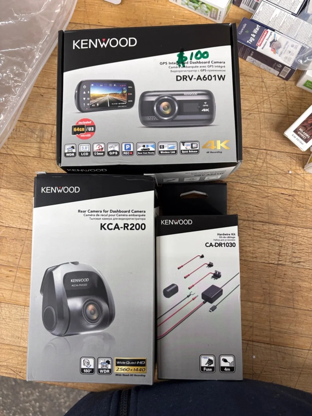 Kenwood DRV-A601W Dash Camera Bundle in Black and Silver